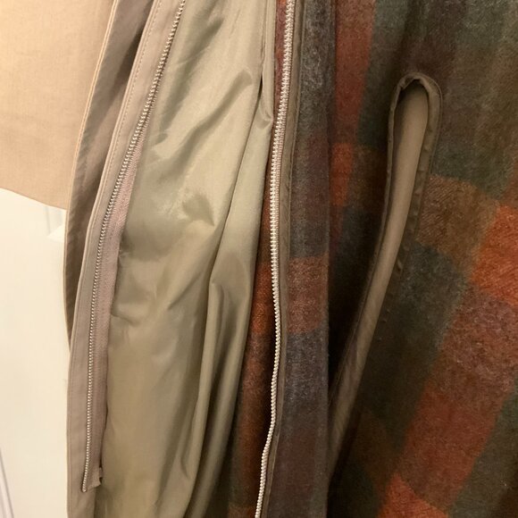 Jos A Bank Men’s 46L Trench Coat Beige Long Removable Plaid Wool Blend Liner - Picture 5 of 9